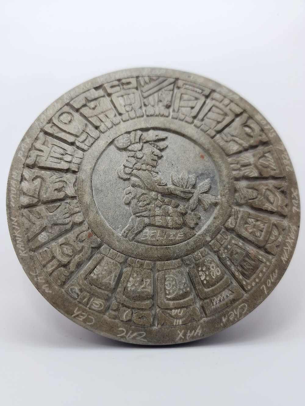Mayan Calendar Stone Paperweight Carved in Belize - Picture 2 of 6